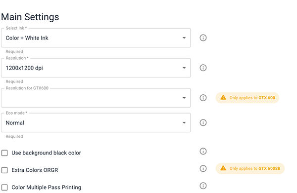 Print pro­files